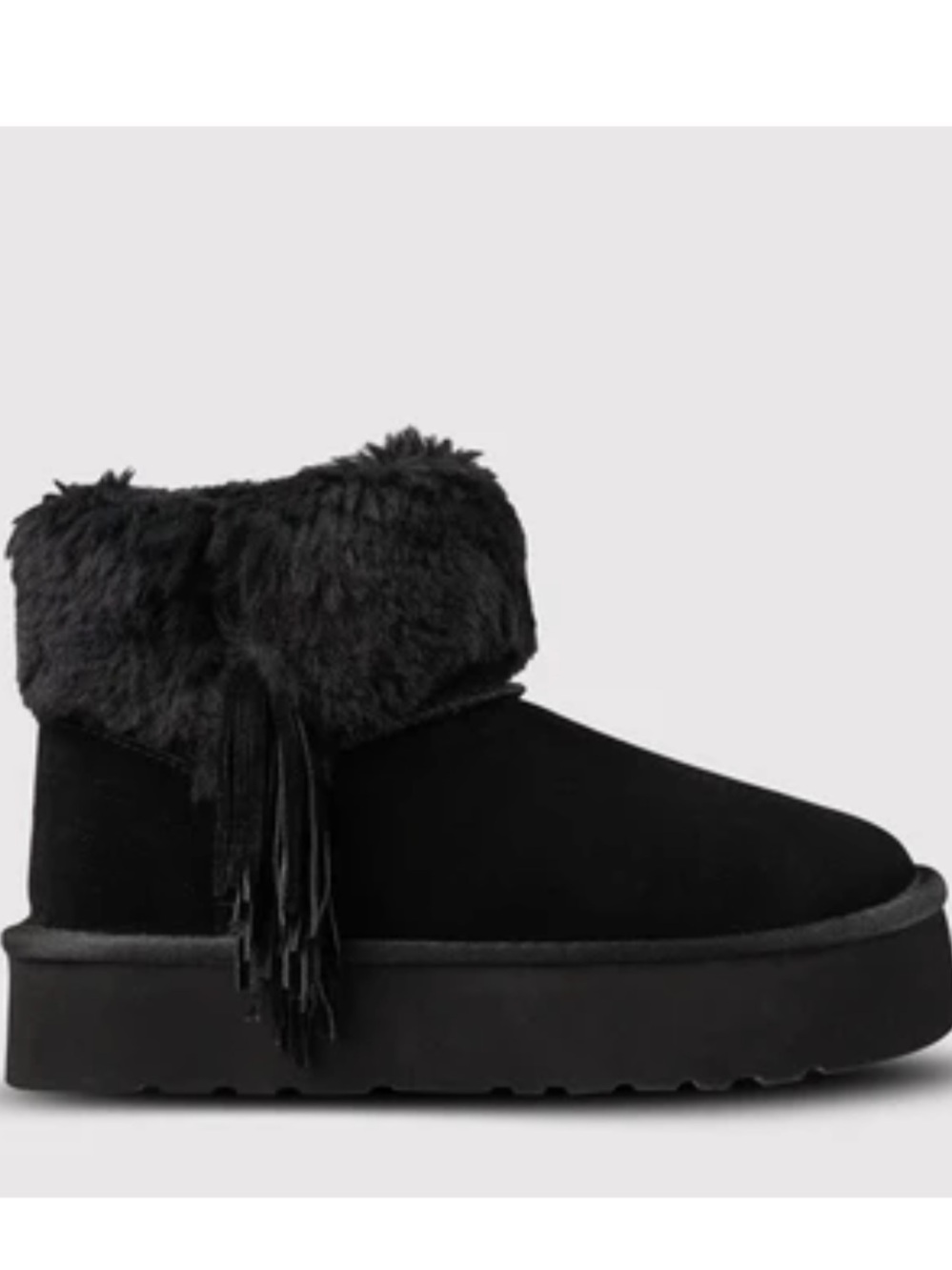 NIB LAMO Women's Black Leather Fur Ankle Platform Boot Size 5=Girls 3.5